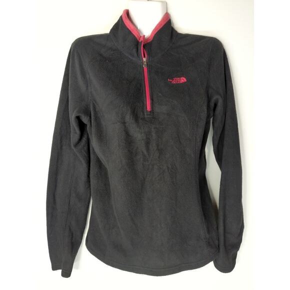 The North‎ Face Black & Cerise Pink Heather Glacier 1/4 Zip Fleece Jacket Size S - Picture 3 of 9